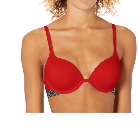 Tommy Hilfiger Logo Band Micro Push Up  Red Bra  36D NWT - Picture 1 of 4